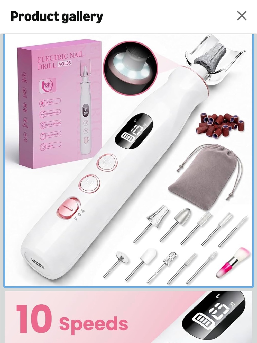 Electric Nail Drill Device - White & Pink Professional Manicure Kit